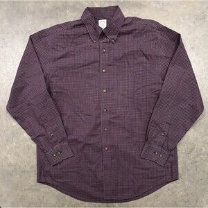 Brooks Brothers 346 Mens Large Red Blue Green Plaid Cotton Non-Iron Shirt